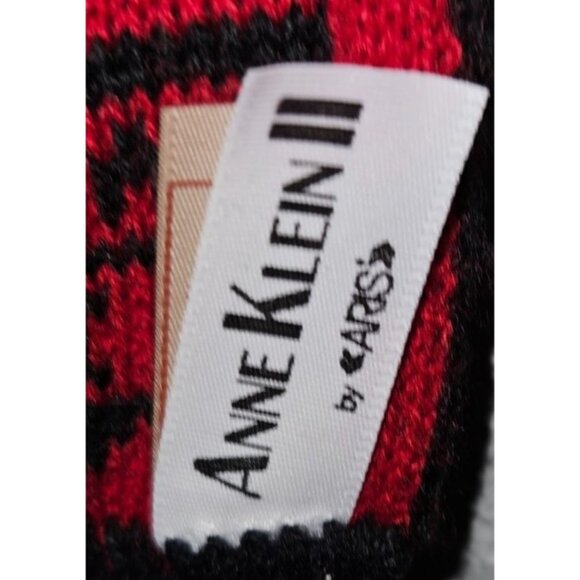 Vintage Klein By Aris Red & Black Knit Scarf Red Black Reversable - Picture 2 of 10